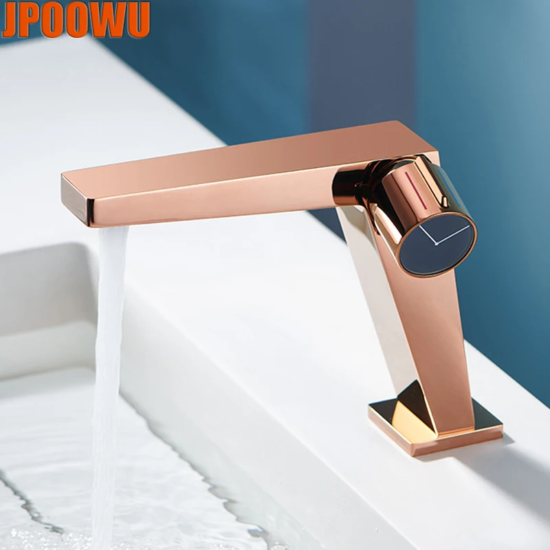 

Rose Gold Faucet Basin Sink Hot Cold Mixer Tap Modern Luxury Copper Grifo Deck Mount Washbasin One Hole Single Handle Faucets