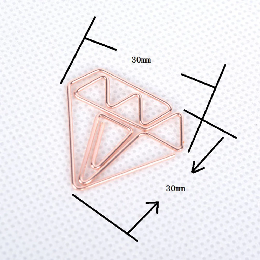 

50pcs Rose Gold Diamond Paper Clips Metal Nonskid Compact Design Corrosion Resistant Home School Office Use Decorative