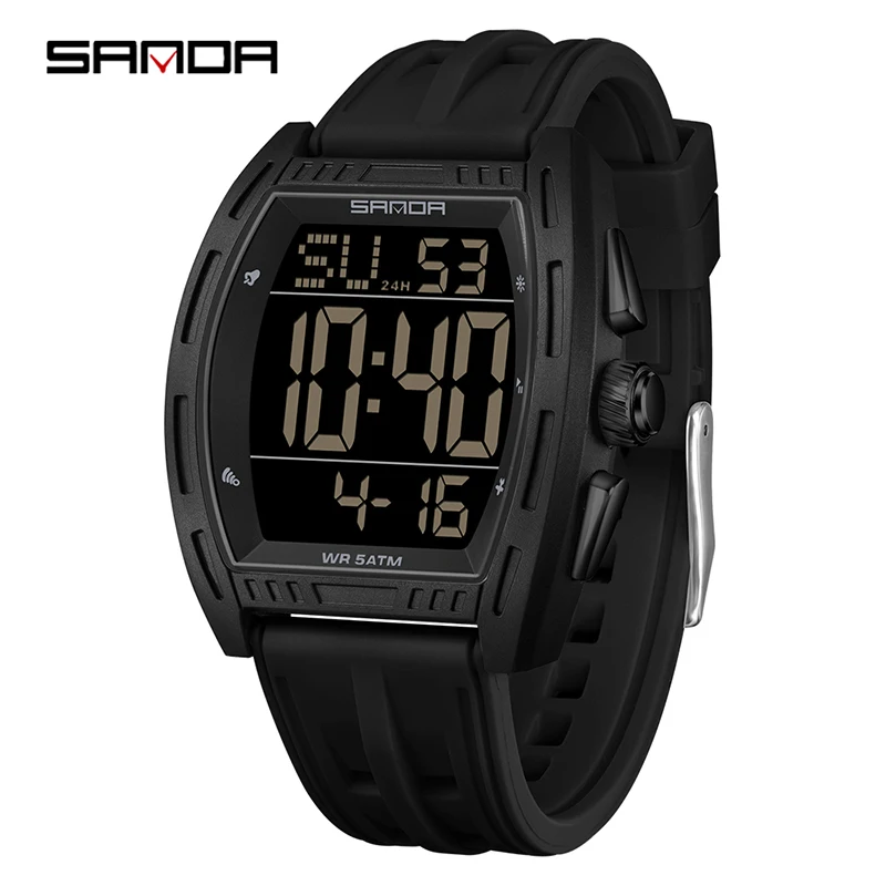 SANDA 6328 Men's Fashion Electronic Watch Sports Multi functional Waterproof Calendar Timer Student Digital Watch reloj hombre