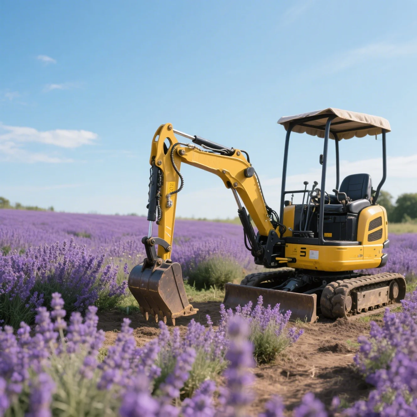 

Small excavators can be equipped with large arm side swing for various places using micro mechanical equipment