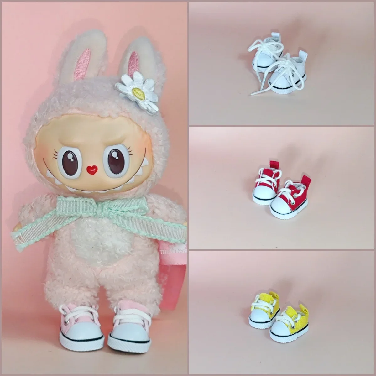 

Clothes for Labubu Doll Shoes Length Plush Kpop Dolls Accessories Solid Color Canvas Shoes/Leather Shoes Labubu Decoration