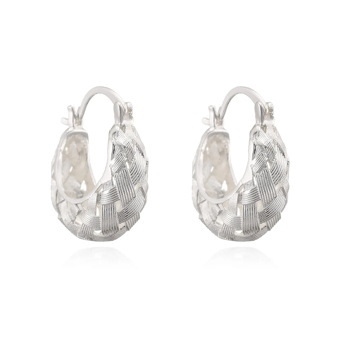 GANPUP Minimalistische Metall-Mesh-Creolen für Damen Vintage Französische Mode Neue Ohrschmuck-Schmuckstücke Damengeschenk Party серьги – Detail 6