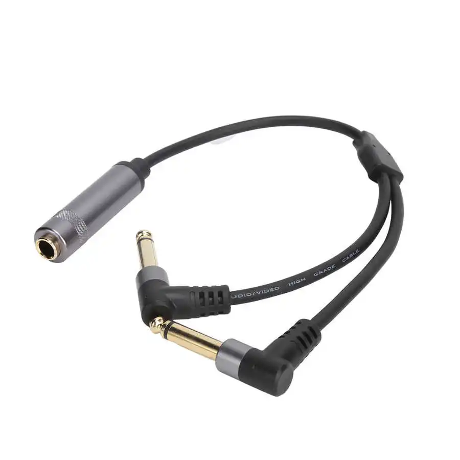 6.35 mm TRS Stereo to Dual 6.35mm TS Mono Y-Splitter Insert Cable 6.5mm Female to Male Audio Breakout Cable for Speaker Mixer