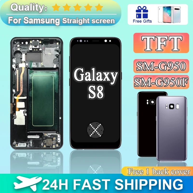 100% Super S8 TFT LCD With Frame For Samsung Galaxy S8 G950 SM-G950A Lcd Display Touch Screen Digitizer Assembly Replacement