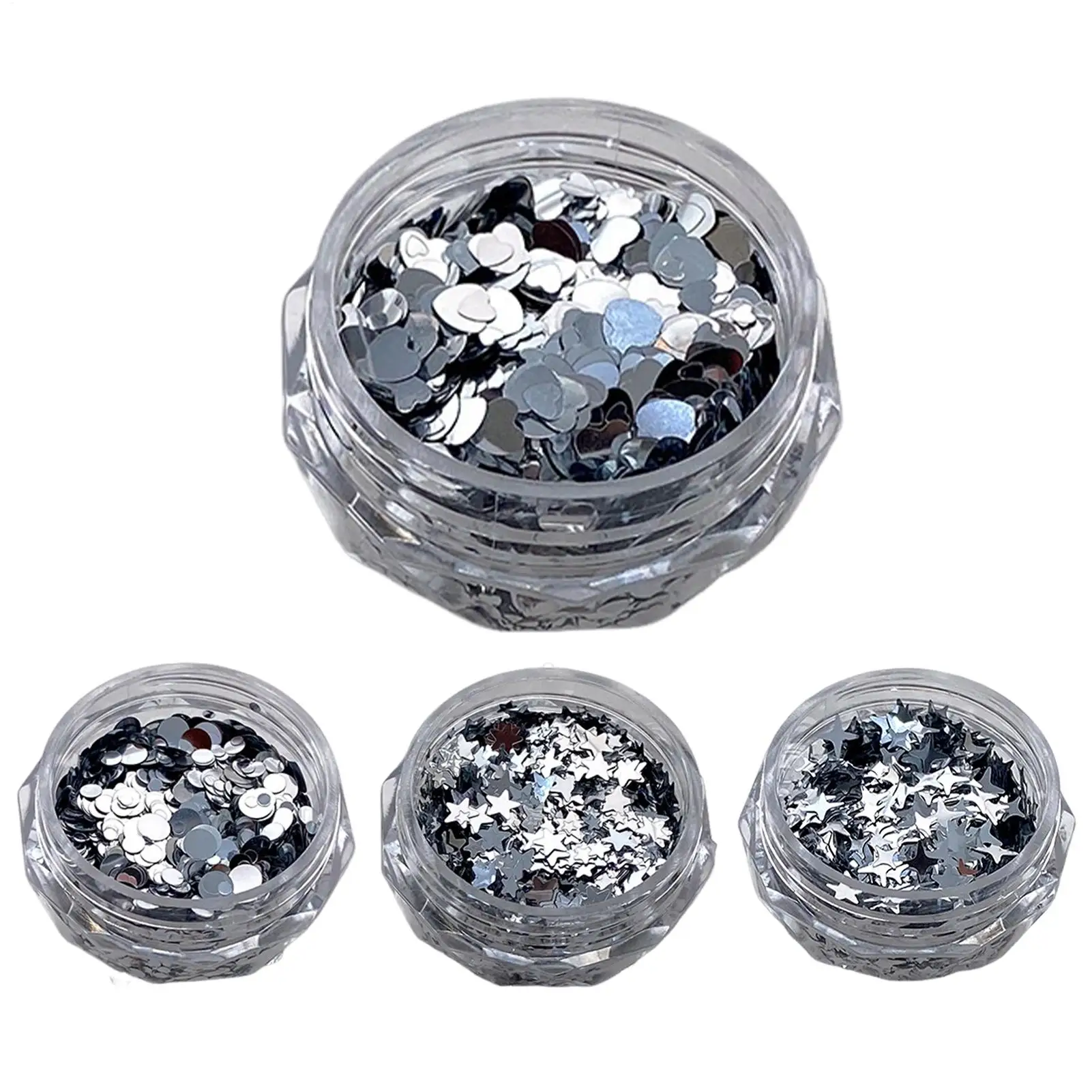 Silver Nail Stickers Silver Design Manicure Art Charms Decor Small Nail Stickers for Salon Home Studio Party Wedding Prom