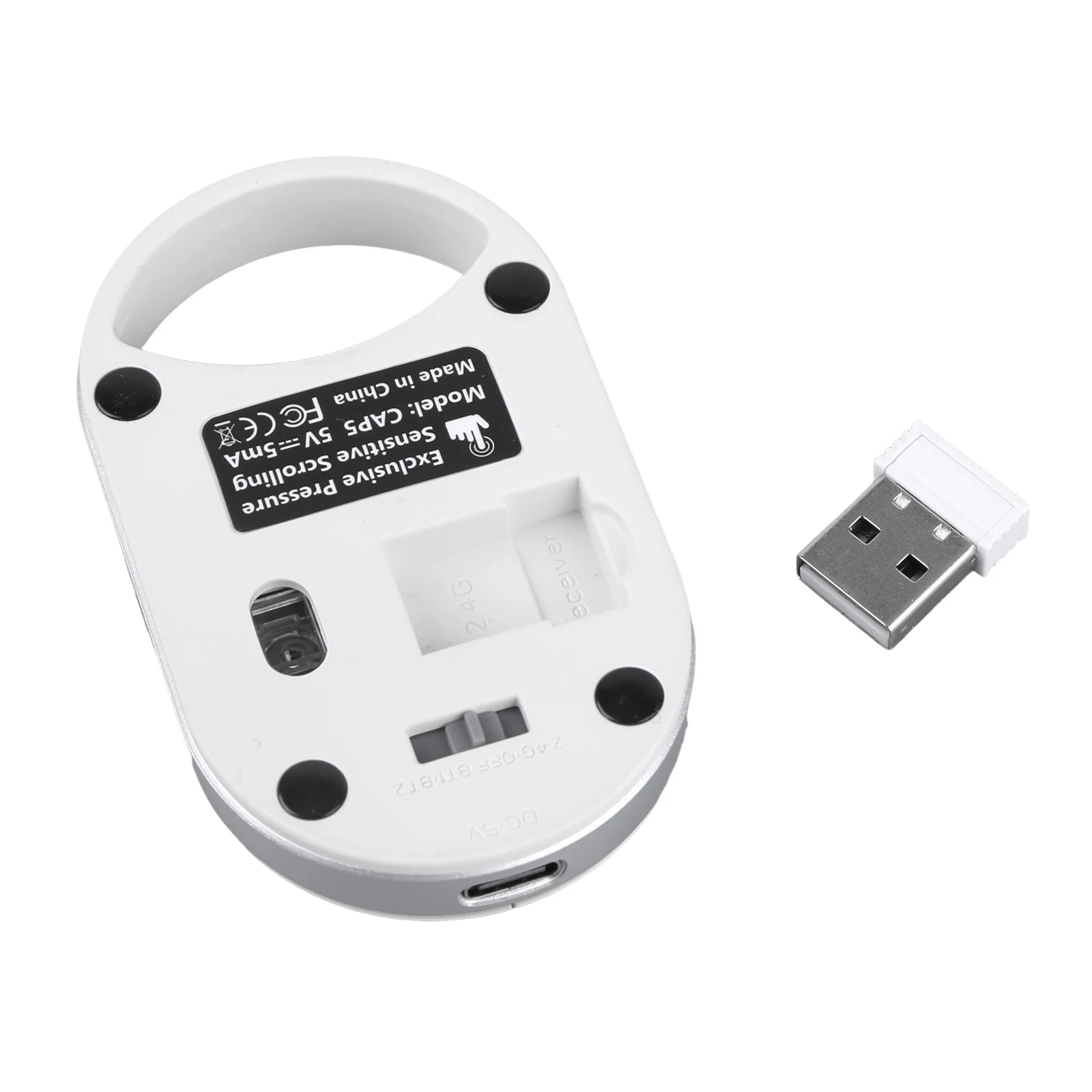 ポータブルサイレントマウス 3モード BT 5.2/2.4G/USB ミニ静電容量式マウス 超薄型ワイヤレスコンピューターマウス 充電式 ノートパソコン/PC対応