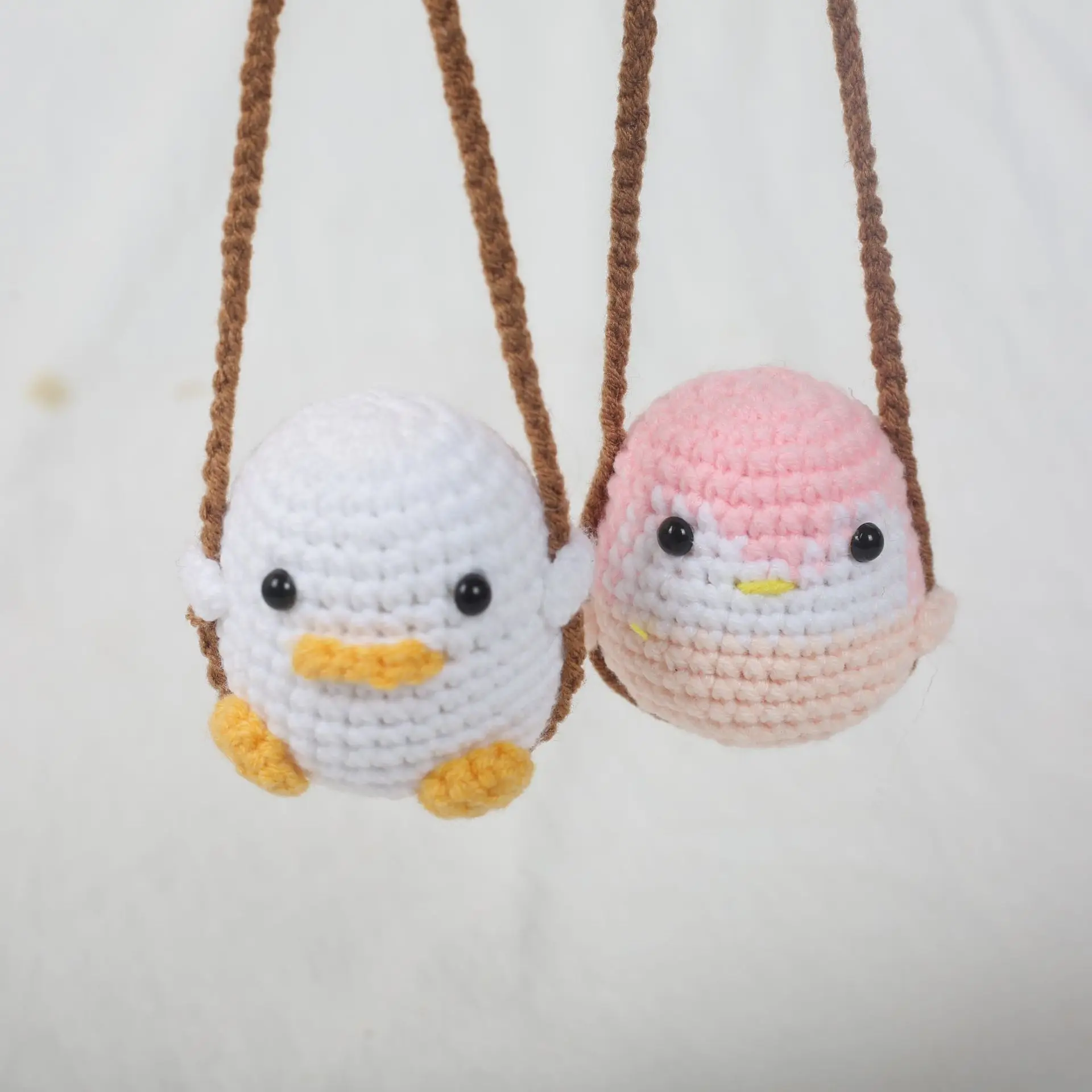 New Creative Handmade Knitted Hanging Decorations Cute Cartoon Penguin Duckling Animal Dolls Car Charms Birthday Gift Ornaments