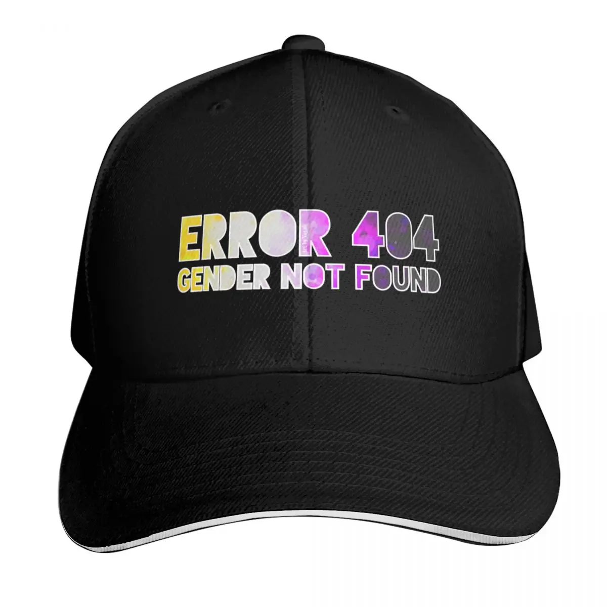 Copy of Error 404 - Gender Not Found Enby/White Baseball Cap Contrast Two Tone Brim Snapback Flat Bill Strapback Dad Hat