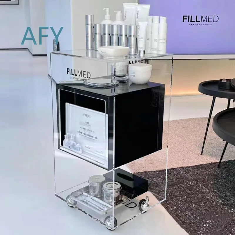 Acrylic Multifunctional Salon Trolley for Hairdressing and Beauty Tools Storage Cart with Wheels for Professional Use for
