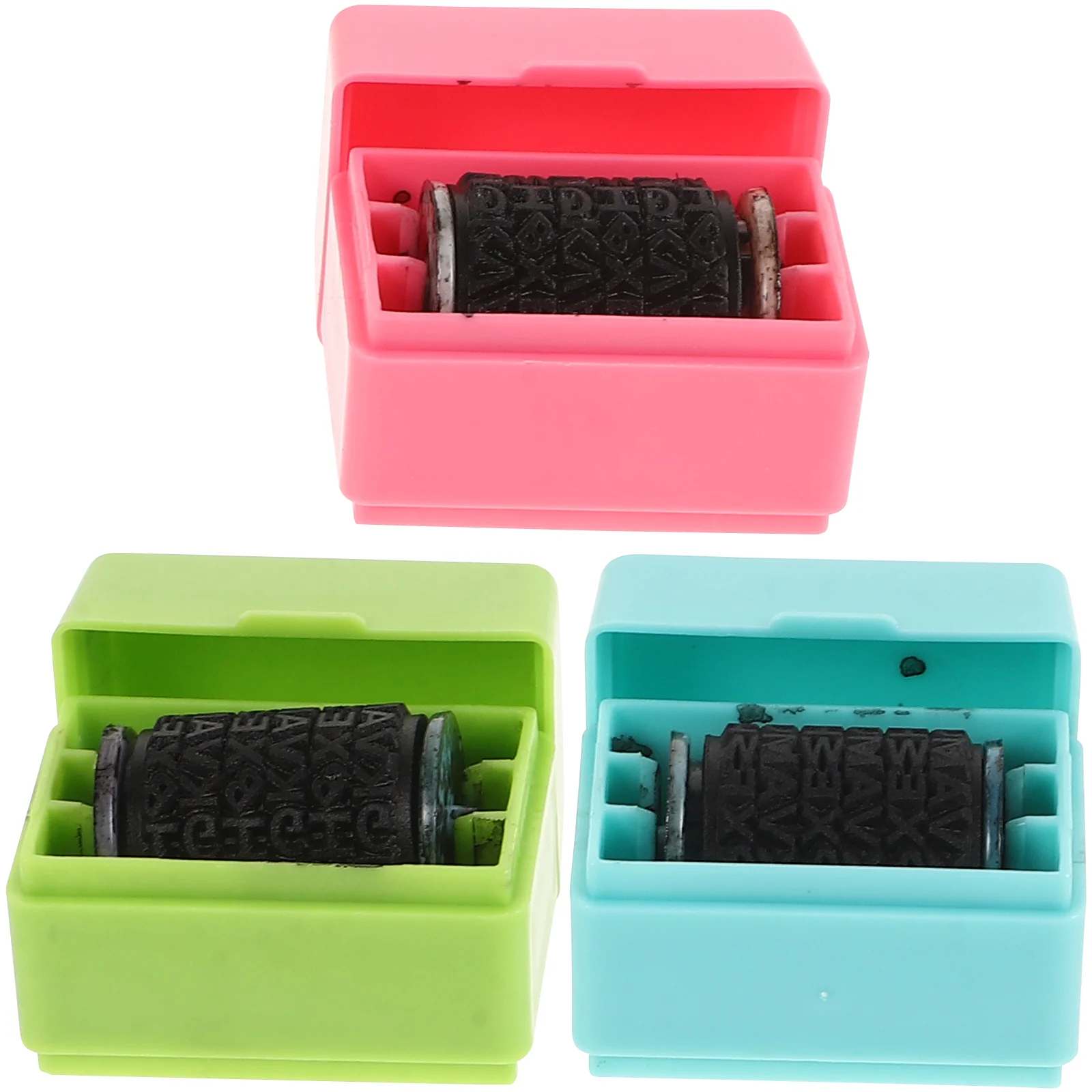 3 Pcs Confidentiality Platform Pen Security Stamp Self Inking Messy Code Roller