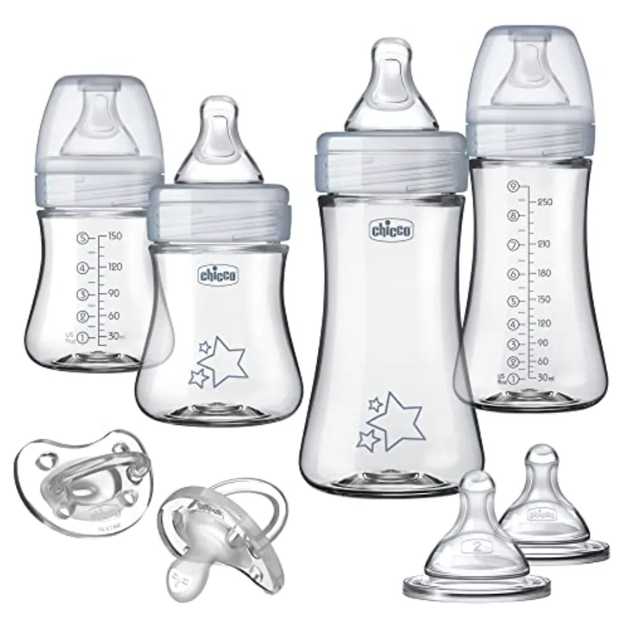 

Chicco Duo Hybrid Baby Bottle Newborn Starter Giftset Real Glass Inside Lightweight Plastic Outside Patented Invinci-Glass Tech