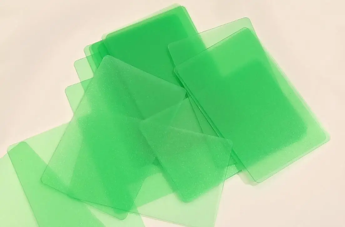 

Green Color Translucent Matt Plastic PVC Acetate Business Cards Thickness 0.3mm Very Flexible