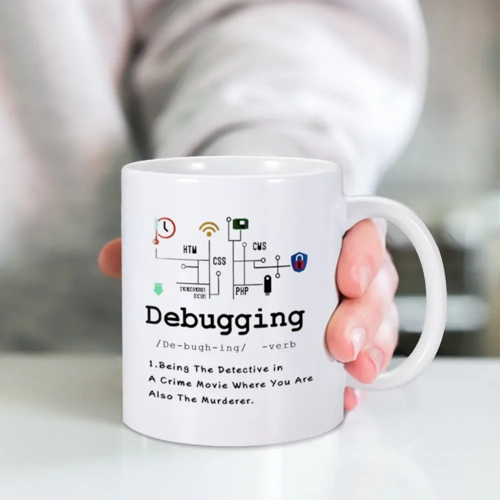 Debugging Definition Mug Computer Programmer Tea Cup Coffee Mug Perfect Gift Coding Programming IT 11 oz Ceramics Home Drinkware