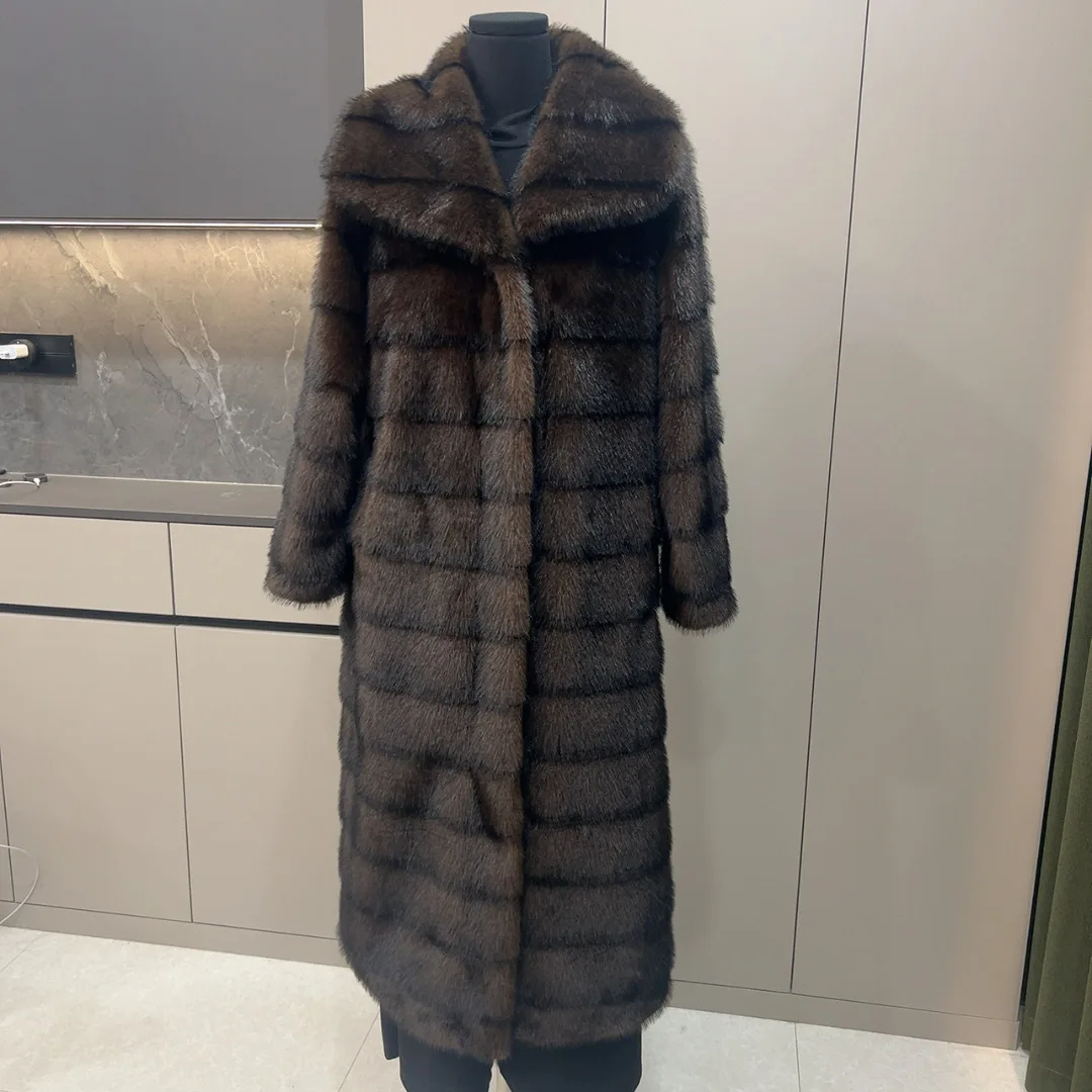 

Women Coat Faux Fur Long Coats Jackets Turn Down Collar Thick Y2k Streetwear Jacket Elegant Casual Outerwear Autumn Winter 2025