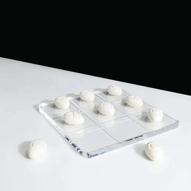 Transparent Acrylic Chessboard Resin Pebble Chess Pieces Geometric Square Checkerboard Chess Home Decoration Accessories