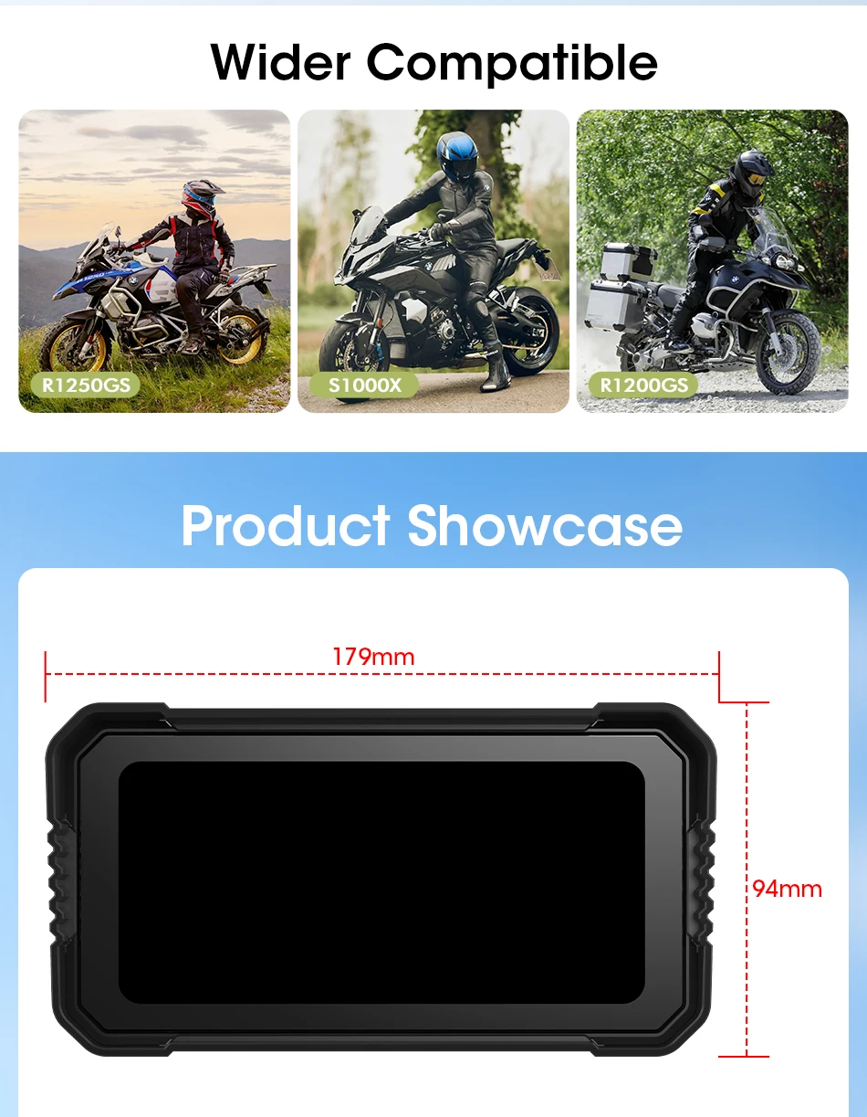 Srnubi Carplay Motorrad für BMW R1200GS/ R1250GS/ R1300GS /S1000XR Moto Navigationsdisplay Android Auto IPX7 Wasserdicht – Detail 12