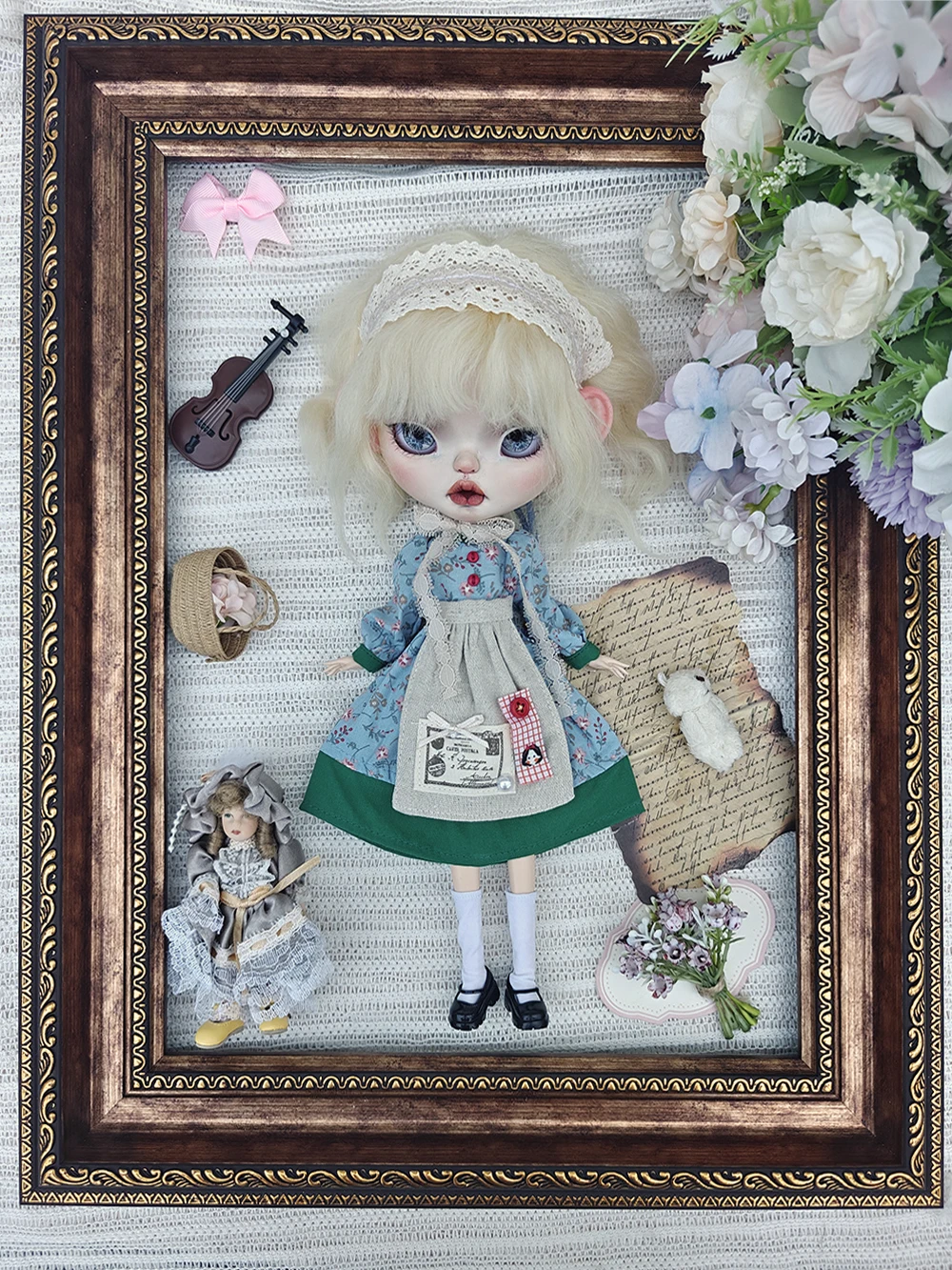 Ręcznie robione ubranka dla lalek Blythe, zielone, księżniczka, vintage, z długim rękawem, pasujące do Ymy Licca Azones Ob22 24 27, akcesoria dla lalek YMY.