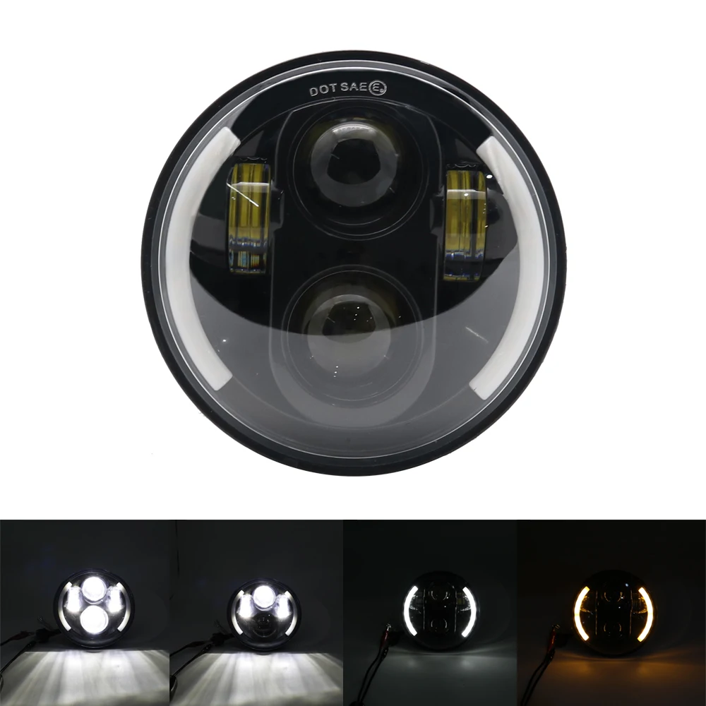 2PCS 5.75 Inch LED Headlight Projector for Triumph Rocket iii 3 & Speed Triple & Street Triple 5 3/4" Headlamp For Iron 883 Dyna