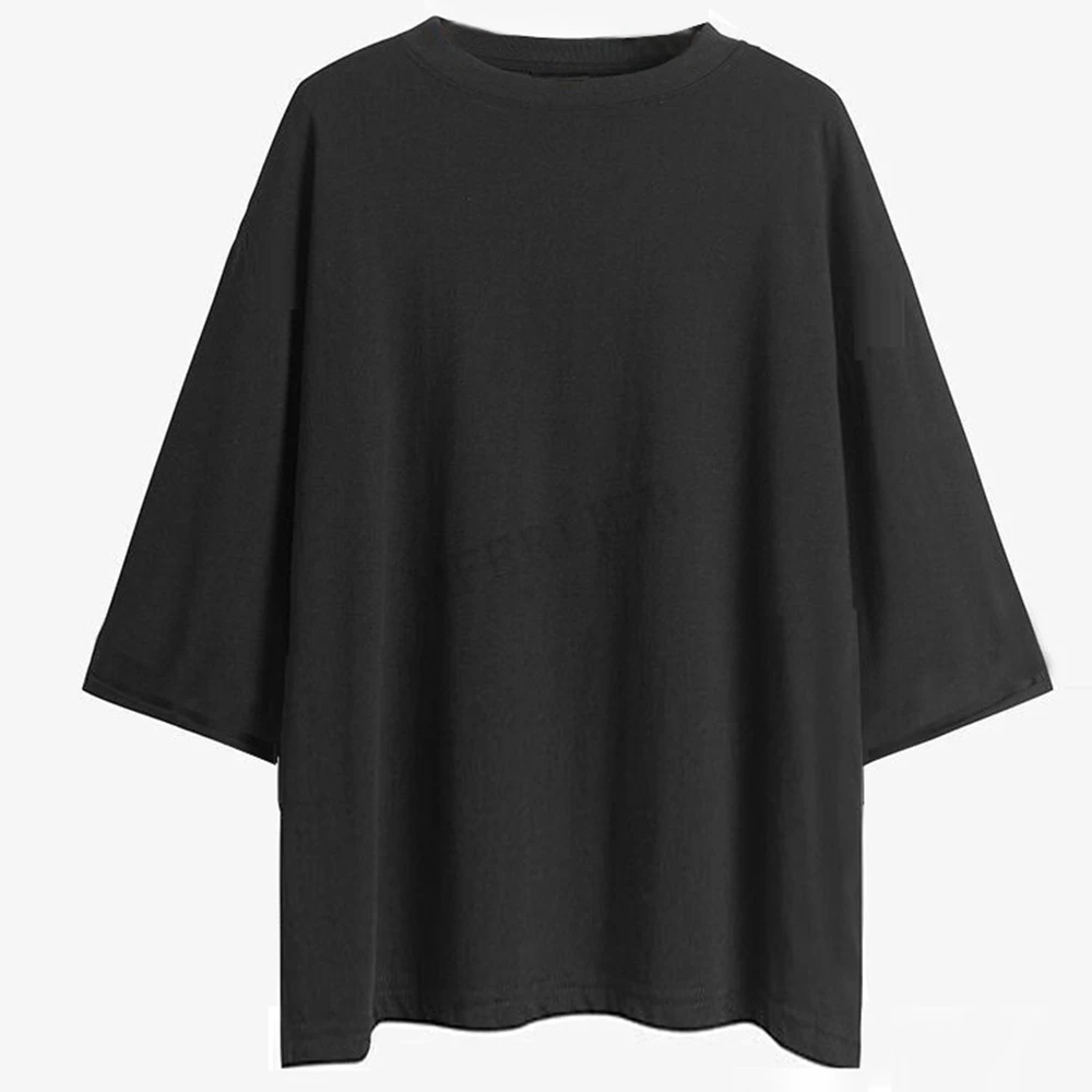 Camiseta de algodón para mujer, camisa holgada informal de manga corta con cuello redondo, talla grande 14XL 15XL 200kg 210kg, color blanco y negro