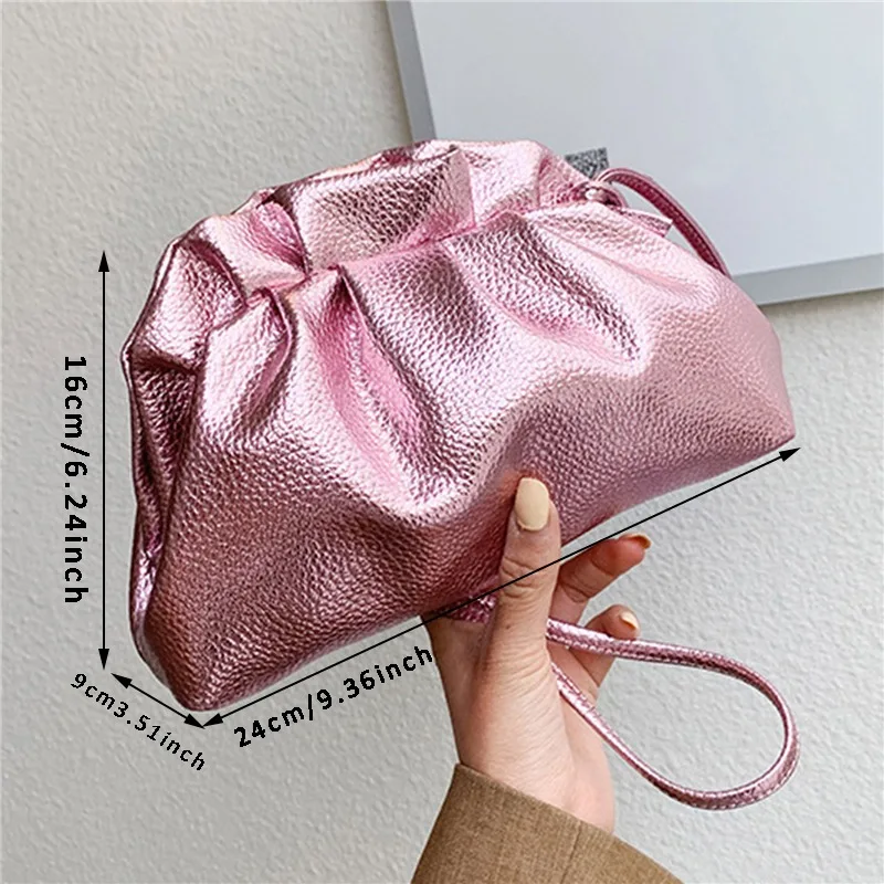 Luxurious Gold Cloud Bag Women Leather Retro Cloud Female Crossbody Bag Small Phone Bag Design Clutch Clip Bag Ladies Handbag