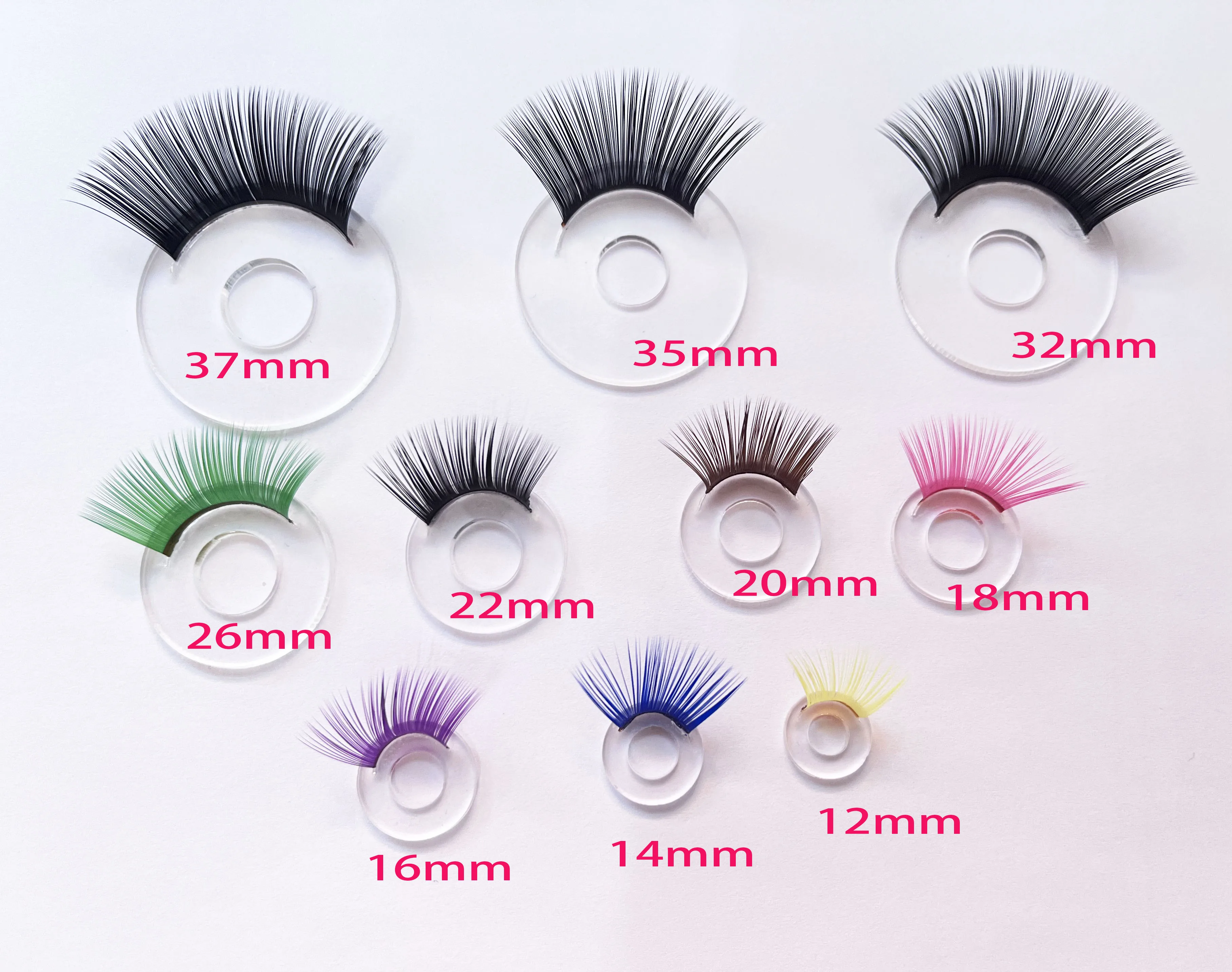 7 Paare/Karton Mix Farbe 12mm-37mm Schüler Augen Wimpernbecher 7 Farben Wimperntablett für passende Spielzeugaugen Dekoration – Detail 4