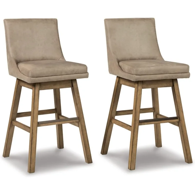 

30" Upholstered Pub Height Bar Stool, 2 Count, Beige