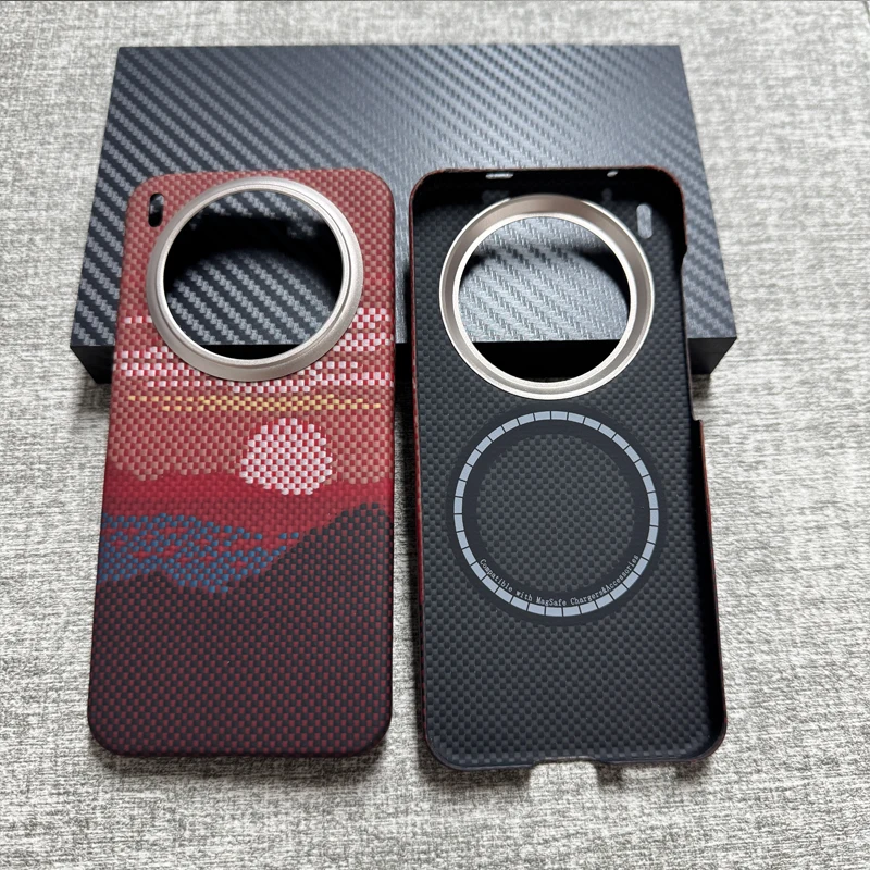 

Классический деловой высококачественный чехол для беспроводной зарядки для Vivo X300 X200 Pro/Mini из настоящего кевлара, ультратонкий чехол из арамидного волокна с защитой от падения