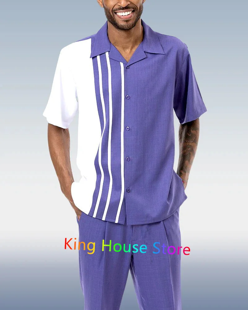 2 Piece Sets Shirt Men Outfits Summer Fashion Hawaiian Casual Button Short Sleeves Shirt+Shorts Pants Suits Men's Clothing Set