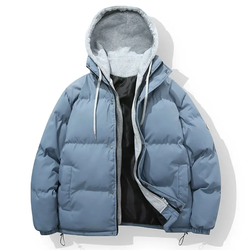 2023 Heren Winter Mode Warme Streetwear Losse Parka Jassen Mannen Dikke Dons Katoenen Jassen Mannen Patchwork Capuchon Overjassen I307