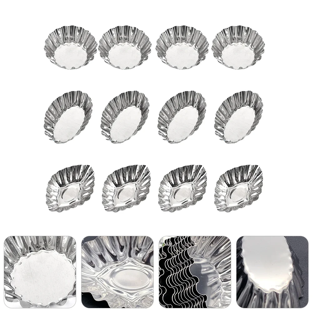 

12 Pcs Stainless Steel Egg Tart Mold Dessert Baked Baking Cheese Molds Pan Reusable