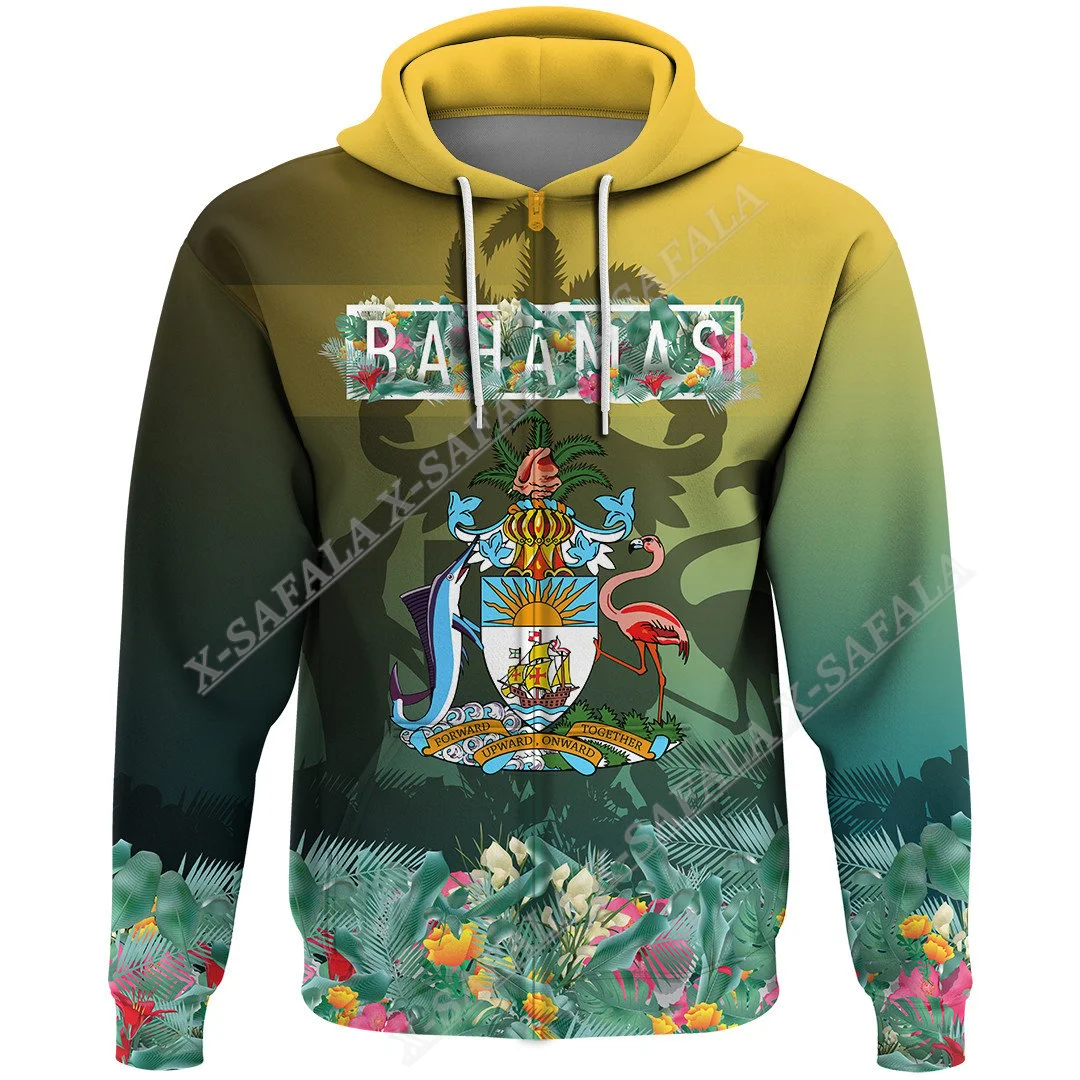 

Bahamas Coat Of Arms Blue Marlin 3D Print Zipper Hoodie For Men Pullover Sweatshirt Hooded Jersey Tracksuits Outwear Coat Casual