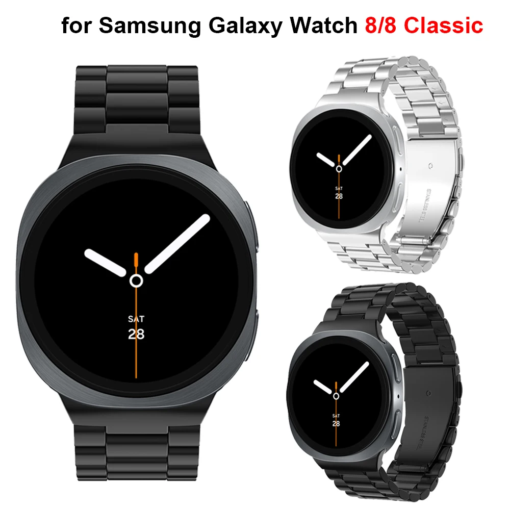 Samsung Galaxy Watch 8 44mm 40mm Ultra 2用 ステンレススチール製ストラップ ブレスレット メタル ノーギャップバンド Galaxy Ultra 8 Classic ウォッチバンド