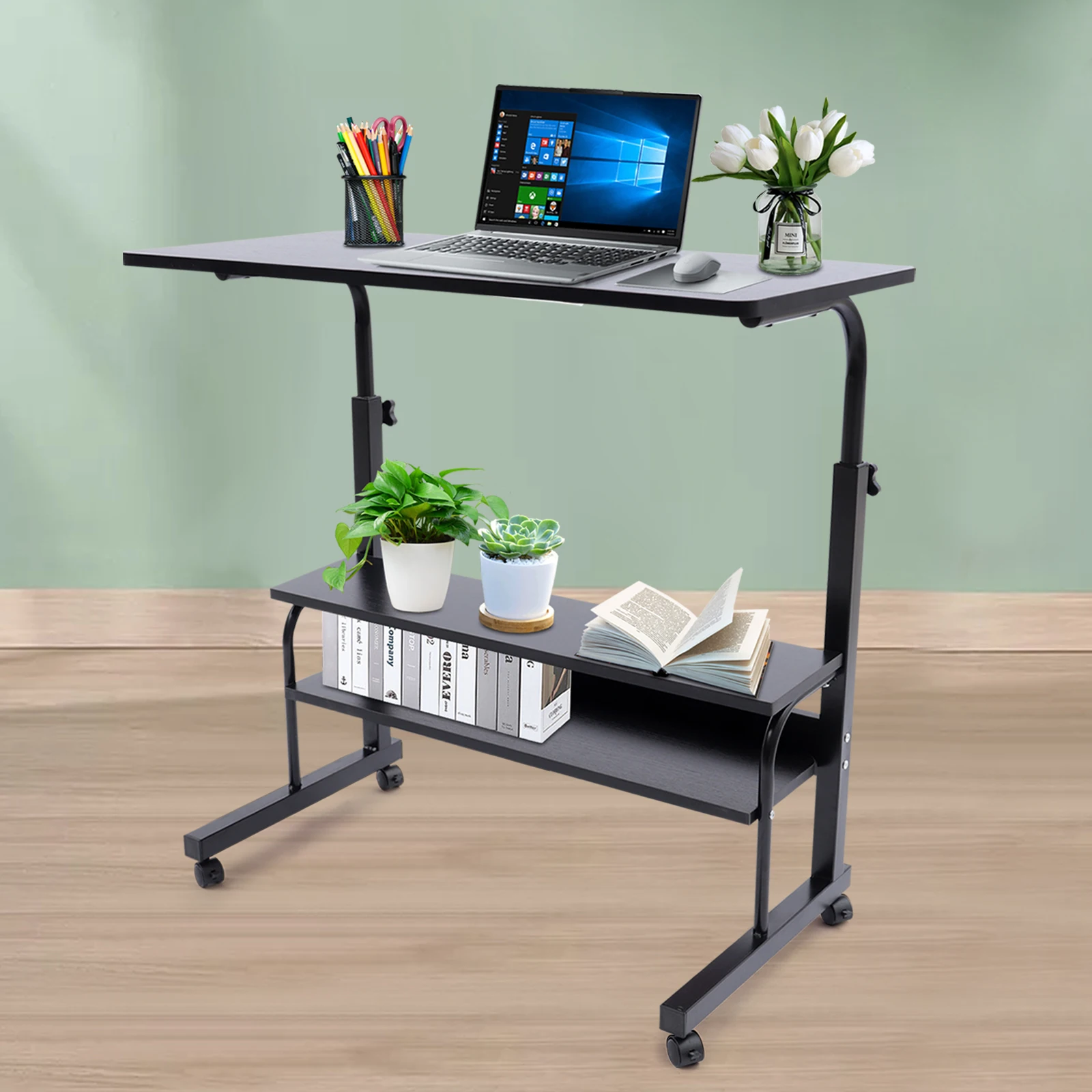 Rolling Side Table Computer Laptop Desk Study Workstation for Home Office TOP