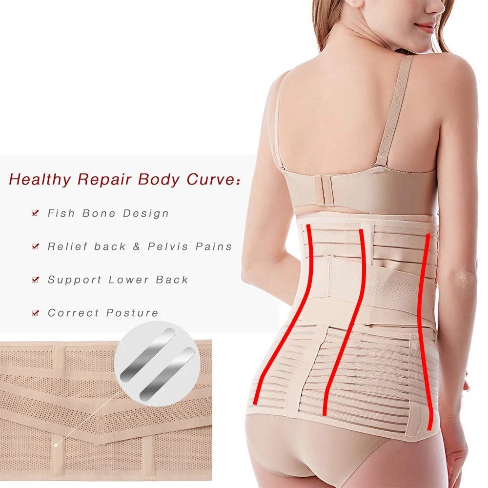 3 In 1 Postpartum Support Recovery Belt Adjustable Postpartum Recovery Support Girdle After Birth Belly Band Waist Pelvis Belt