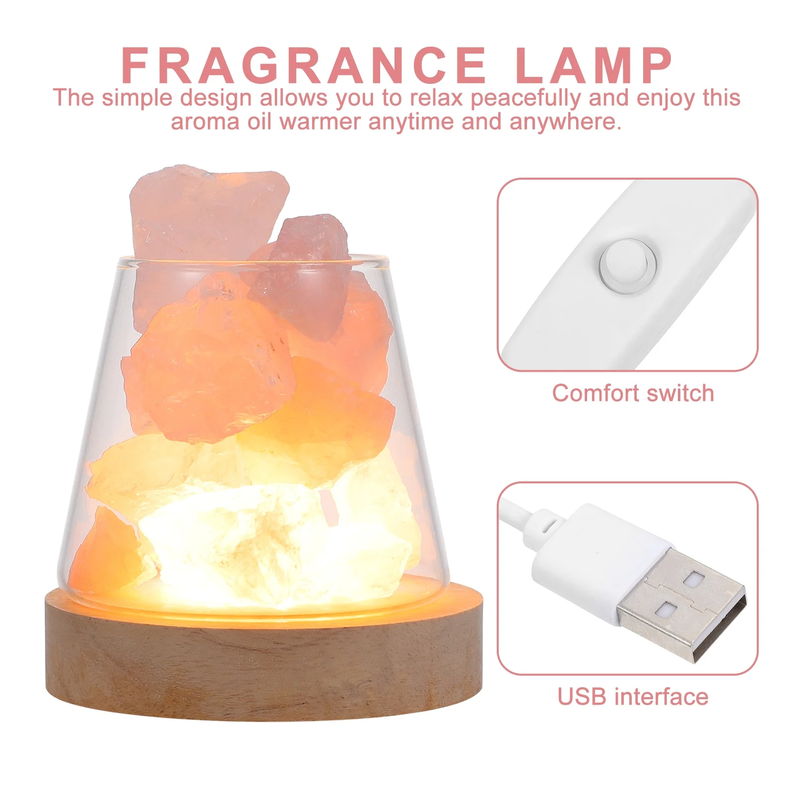 

Аромалампа с кристаллическим светом для помещений, расслабляющий аромадиффузор, ночник для домашнего спа-пространства