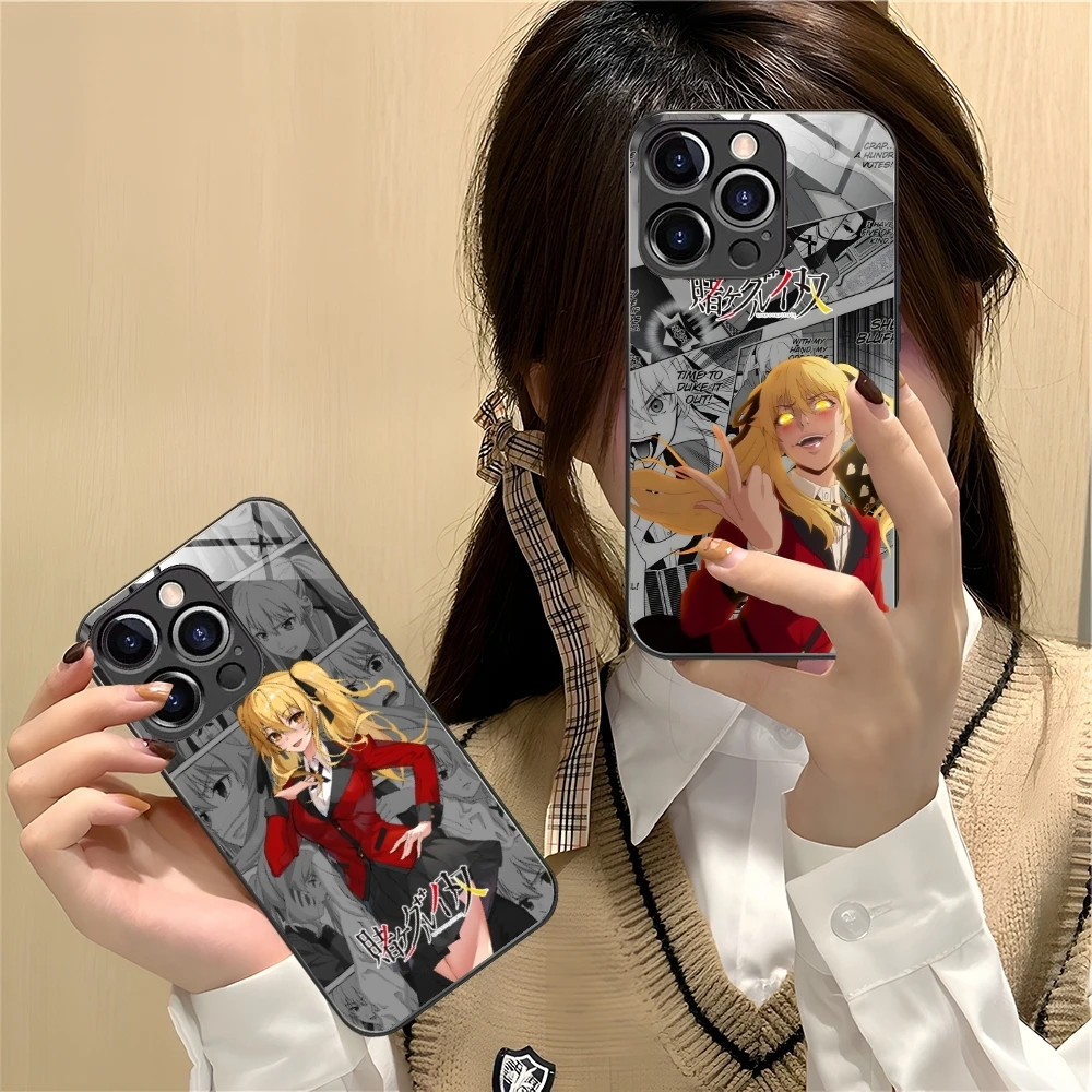 Kakegurui Mary Anime Mobile Cell Phone Case for iPhone 16 15 14 13 12 11 X XR XS 8 Pro Max Plus Mini PC Glass Phone Cover Shell