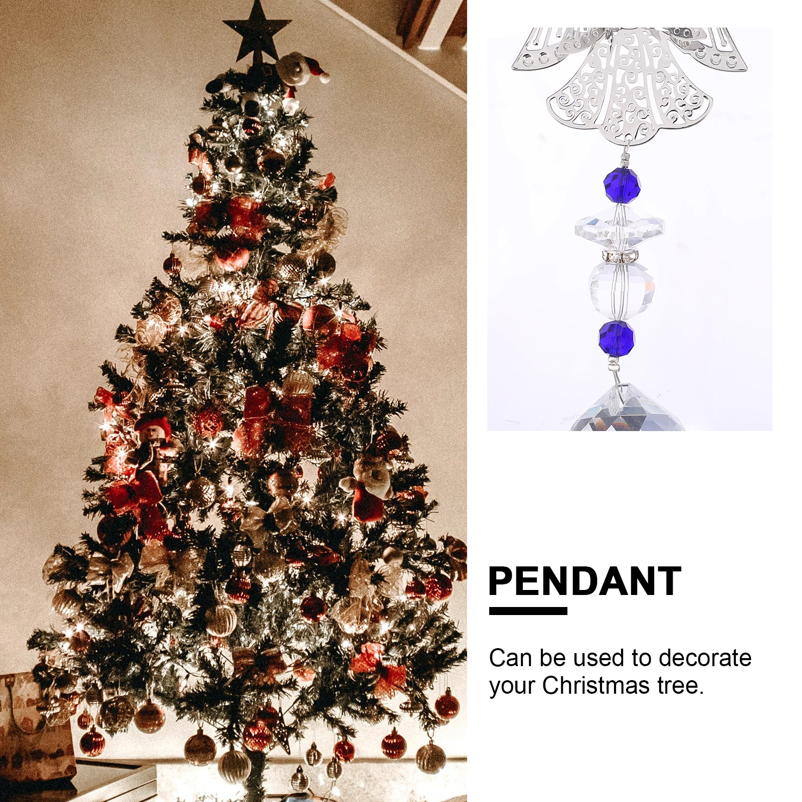2 Pcs Angel Pendant Colorful Crystals Suncatcher Hanging Window Decoration Christmas