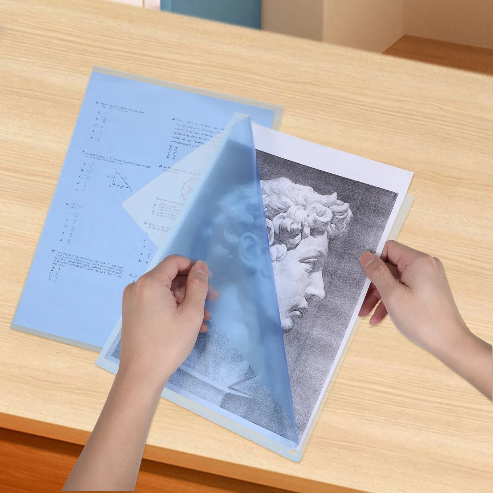 30Pcs Transparent File Folder A4 Size Clear Plastic L Shape Document Organizer Convenient Office School Document Expanding