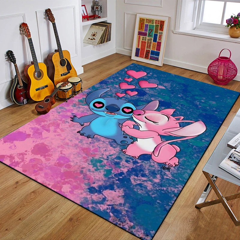 Disney Stitch 3D Anime Large Area Rugs Carpets Home Living Rooms Children\'s Kids Bedroom Sofa Doormat Floor Non-slip Mats MINISO