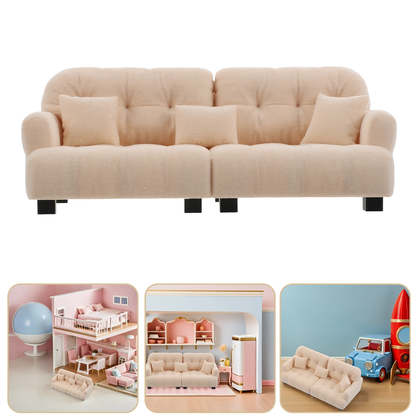 Mini Furniture Home Decor Dollhouse Realistic Living Room Sofa Play Accessories