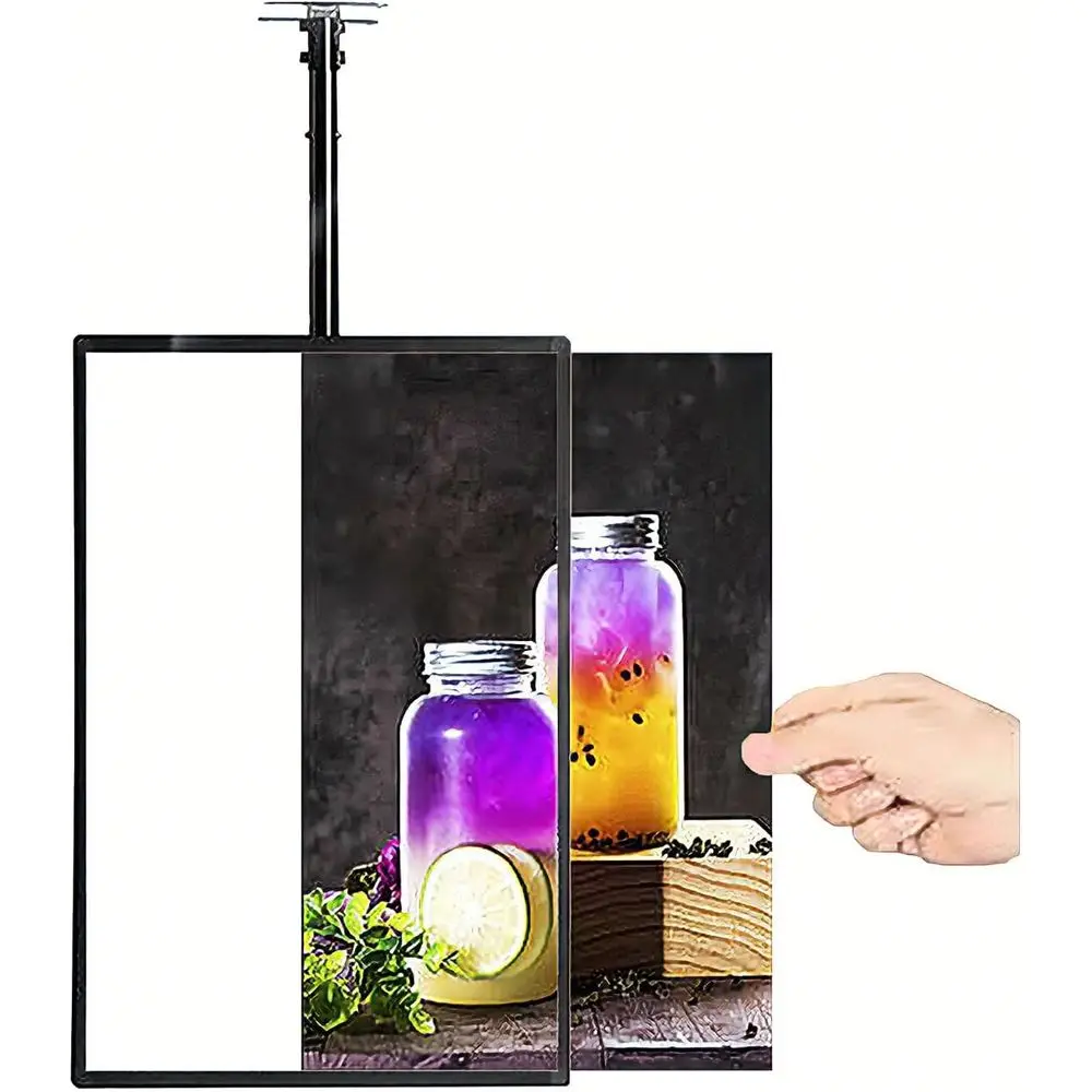 

Wall Mounted LED Menu Light Box, 3D Slim Snap e Light Box Billboard, Restaurant Coee Beverage Shop Display Board Sign, With Rod