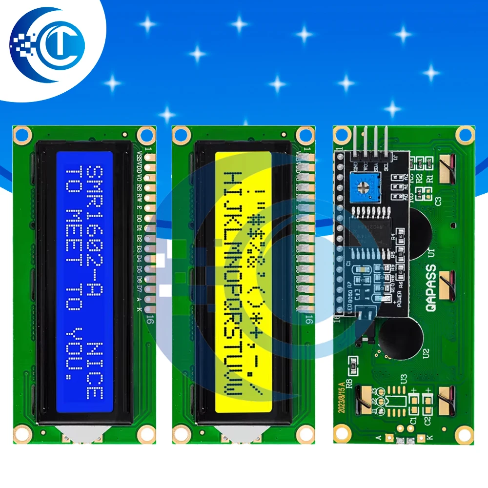 

Модуль LCD1602 + I2C LCD 1602, синий/зеленый экран PCF8574 IIC/I2C LCD1602, переходная пластина