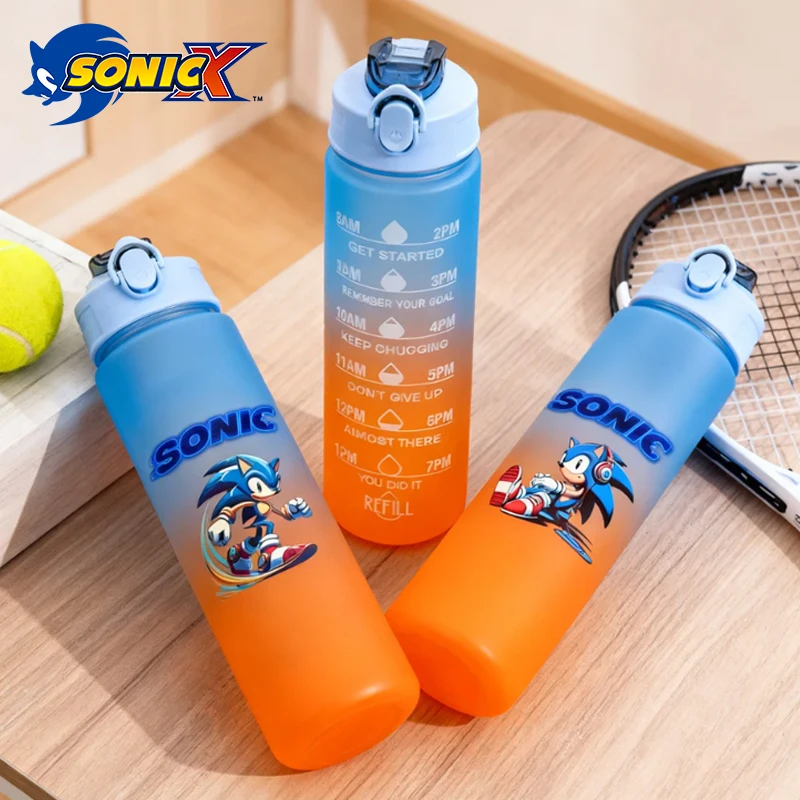 

750ML Sonics Water Cup Cartoon Anime Pattern Water Bottle Boy Girl Portable Large Capacity Sports Bottles Color Gradient Bottles