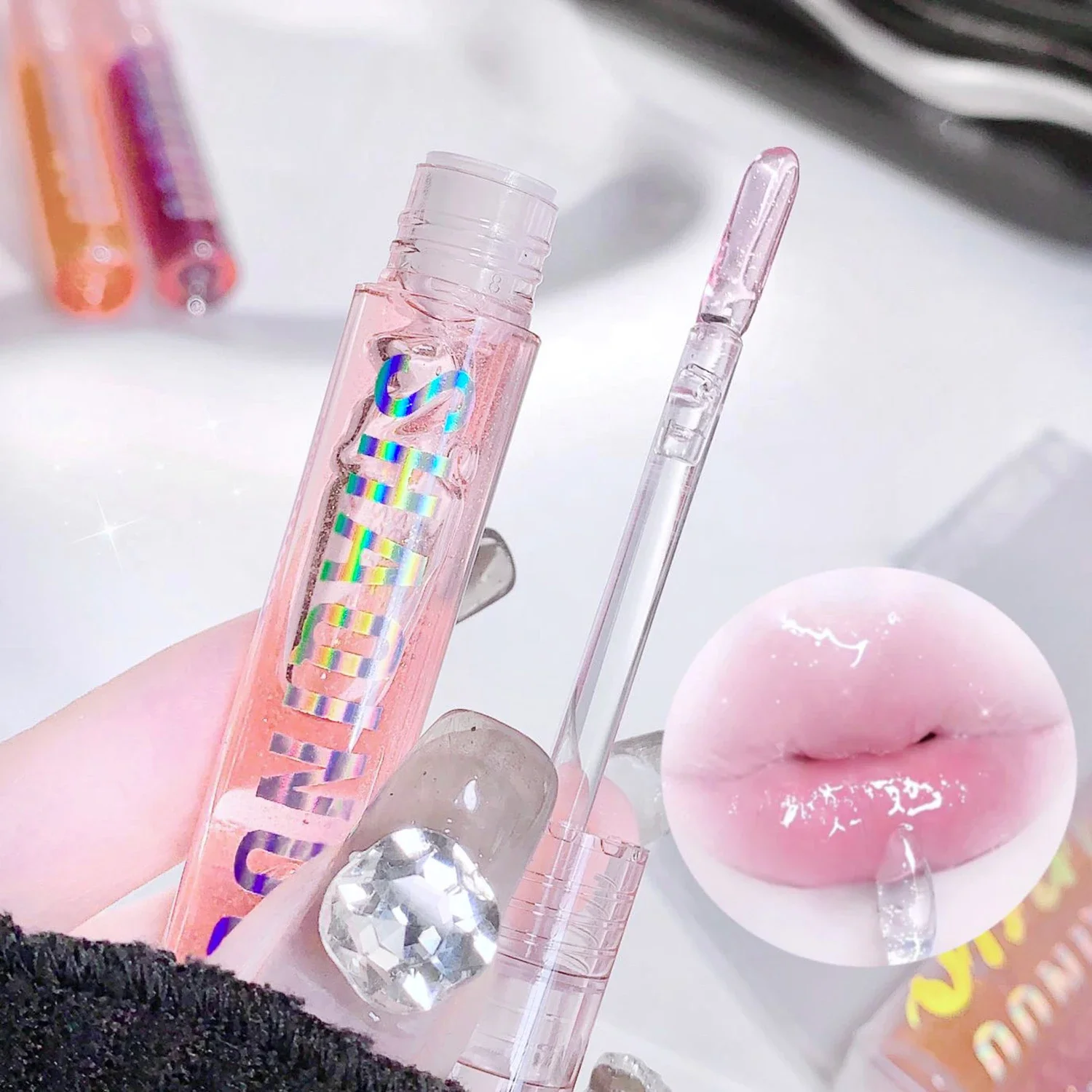 4 Stks/set Transparante Jelly Lipgloss Water Licht Hydraterende Glazen Lip Olie Niet Gemakkelijk Te Plakken Cup Verhelderende Lippenstift Set Box