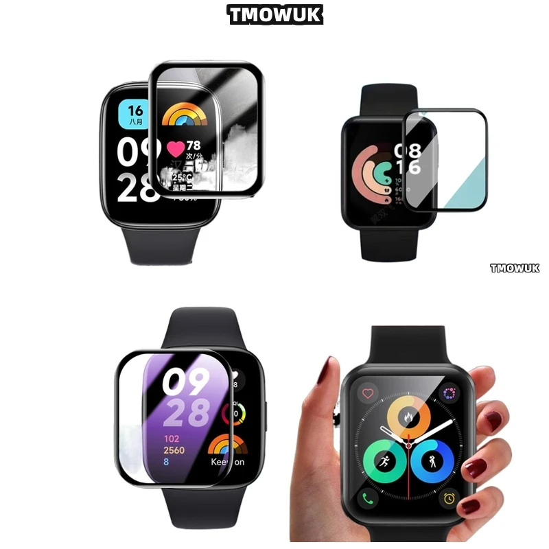

For Xiaomi Redmi Watch 2 3 4 5 MOVE Lite Active - Soft Anti-Scratch Screen Protector - 3D Curved - Full Cover PMMA