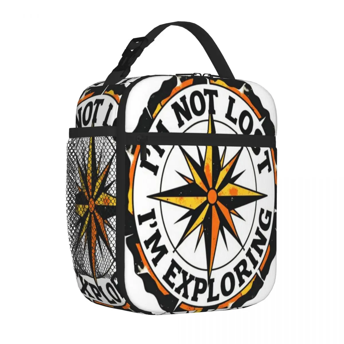 Hot Sale I M Not Lost I M Exploring Vintage Compass Design Plant Print Office Lunch Bag Weekend Getaway Lunch Bag