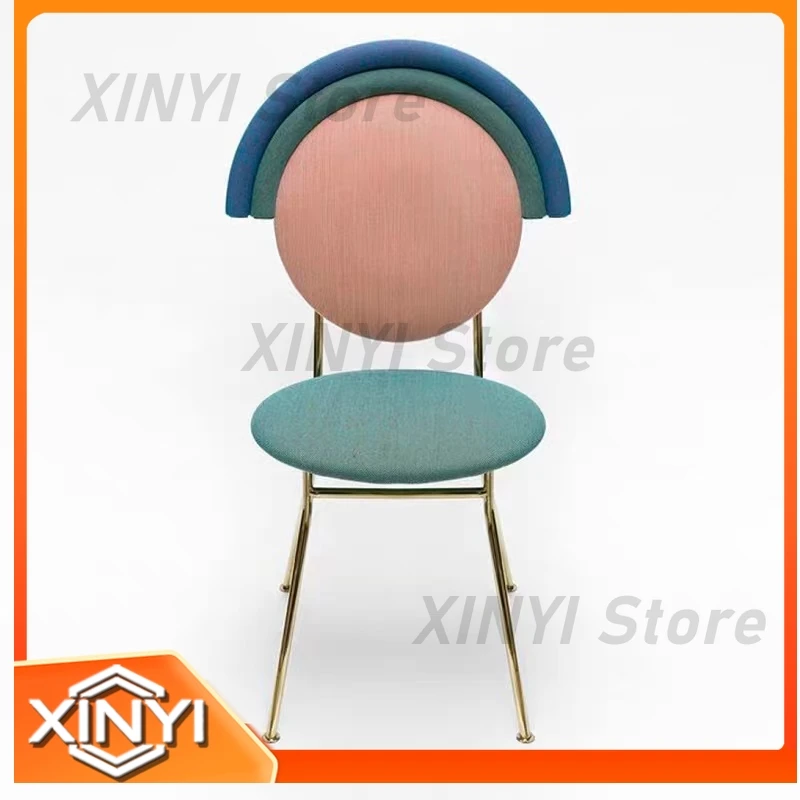 Luxury Stainless Steel Nordic Princess Chair for Modern Living Room Dining Room and Dressing Area High Back Rainbow Leisure