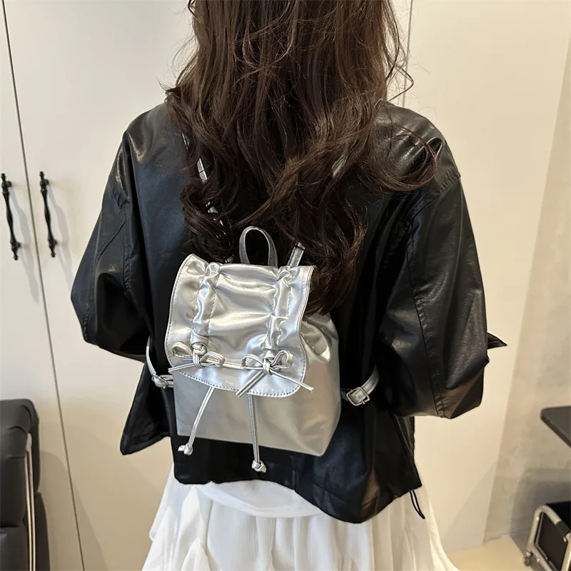 Korean Popular Bag Women's Leather Shoulder Bag Balletcore Ladies' Bag Backpack New Collection Back Bag Travel Travel Schoolbag