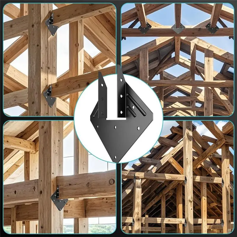 【A08I】13 Gauge Heavy Duty Black Hurricane Ties 10 PCS For Rafters Roofing Hurricane Straps Truss Hangers,Rafter Brackets