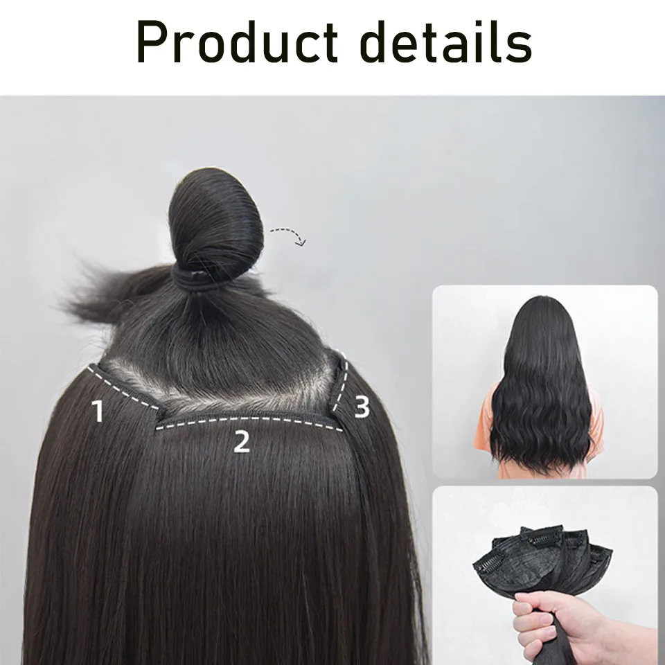 Synthetic Long water ripple Clip In Ponytail Hair Extension Heat  Pony Tail Fake Hair For Women Daily Use